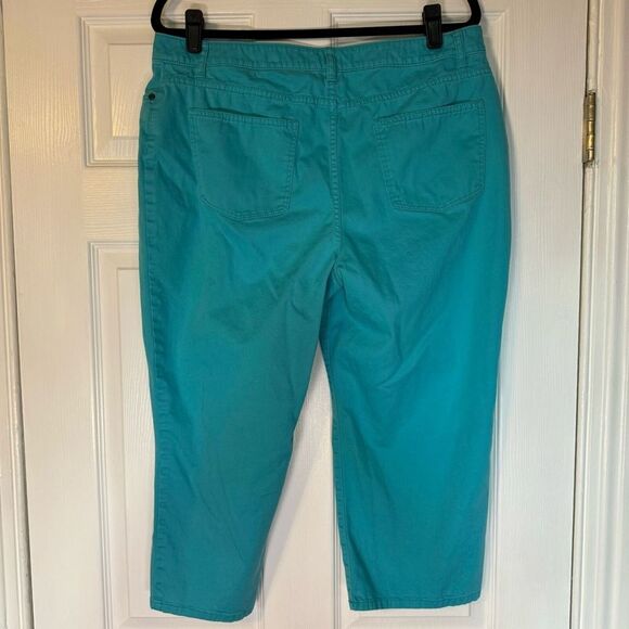 Talbots Curvy Aqua Crop Pants 16P Stretch Cotton Capri Comfort Fit - Picture 2 of 8